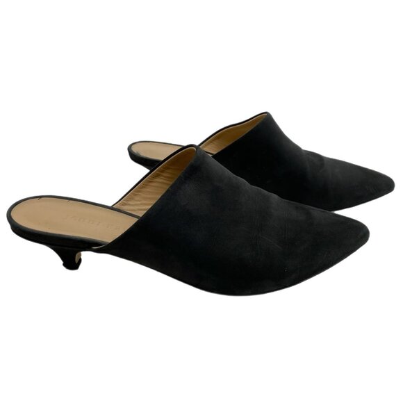 Jenni Kayne Black Leather Kitten Heel Mules | Size 39EU - Picture 1 of 11